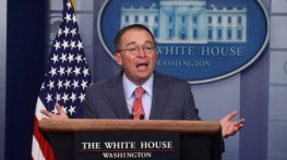 Acting White House Chief of Staff Mulvaney answers questions at media briefing at the White House in Washington